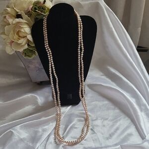 Genuine Pearl Necklace Extra Long Approx 58 -60in Long With Petite Pearls